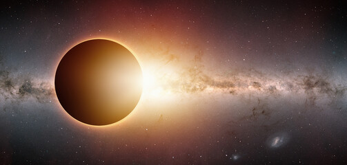 Fotomurales - Solar Eclipse with milky way galaxy 