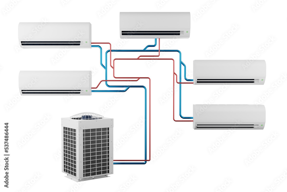 multisystem five split air conditioner transparent background 3d Stock ...