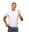 © agongallud - Young man making a number four gesture
