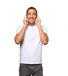 © agongallud - Young man worried about loud noises and covering his ears