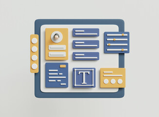 Wall Mural - web ui ux design concept. 3d web development and interface design. seo optimization marketing. 3d re