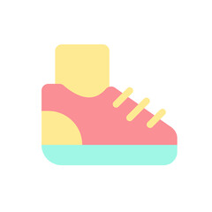 Poster - Sneaker flat color ui icon. Sport footwear. Running and jogging. Healthy habit. Active lifestyle. Simple filled element for mobile app. Colorful solid pictogram. Vector isolated RGB illustration