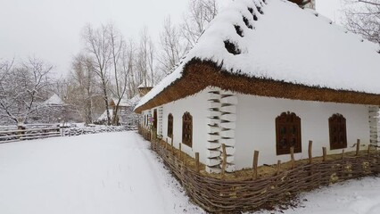 Canvas Print - Winter walk in Mamajeva Sloboda Cossack Village scansen, Kyiv, Ukraine