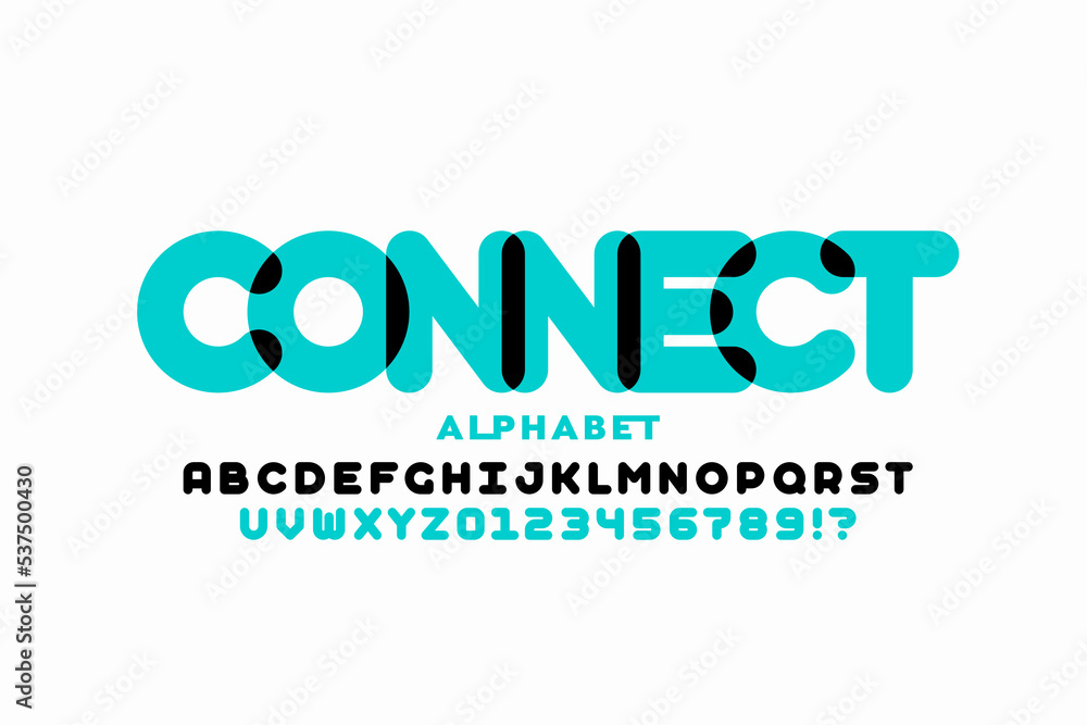 Script Lettering All Connected Connected letters style font design, alphabet letters and numbers ...
