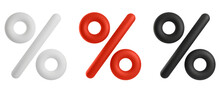 3d Icons Of The Percentage Sign Are Red, White And Black