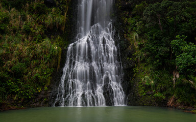 Canvas Print - Multi-tiered falls of Karekare falls, Auckland, New Zealand.