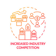 Increased industry competition red gradient concept icon. Competitiveness between companies abstract idea thin line illustration. Isolated outline drawing