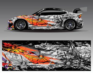 Sport Car decal wrap design vector. Graphic abstract stripe racing background kit designs for vehicle, race car, rally, adventure and livery