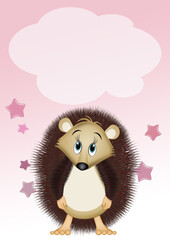 Wall Mural - birth announcement card for baby girl with porcupine