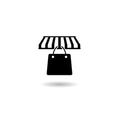 Wall Mural - Shopping Store Bag icon logo with shadow