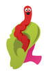 Red ear worm - modern cartoon style object