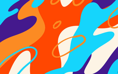 Wall Mural - Abstract fluid background pattern in colorful shape design. Modern retro design style for poster, flyer, wallpaper and copy space