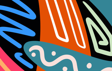 Aufkleber - Abstract trendy background design in ethnic style. Retro modern illustration outline stroke pattern
