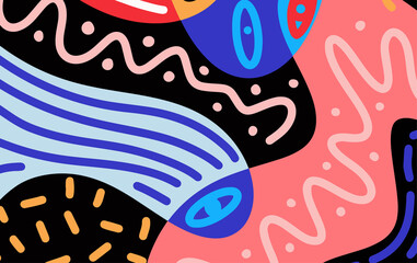 Aufkleber - Abstract trendy background design in ethnic style. Retro modern illustration outline stroke pattern