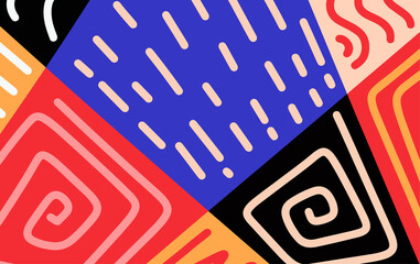 Poster - Abstract trendy background design in ethnic style. Retro modern illustration outline stroke pattern