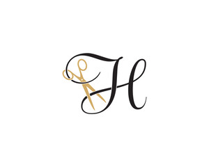 Sticker - Letter H with scissor logo Vector 001