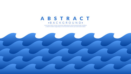Wall Mural - abstract gradient blue wave background. sea waves pattern template. vector illustration.