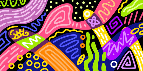 Aufkleber - Abstract trendy background design in trendy and ethnic style. Retro modern illustration outline stroke pattern