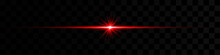Red Neon Line, Star Burst. Light Lines. Blurred Lens Light Effect On Transparent Background.