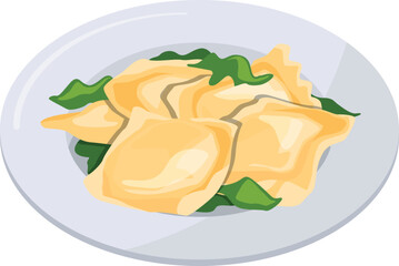 Poster - Tortellini dish cartoon icon. Traditional italian food