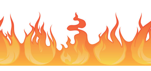 Wall Mural - Fire seamless horizontal pattern. Cartoon flame border