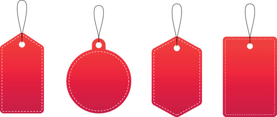 set of sale tags and labels. price tag collection. vector hanging red sales tags with optional trans