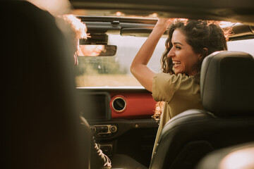 Couple having fun on roadtrip