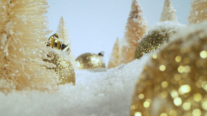 Wall Mural - Christmas Background with Baubles Decorated And Snowflakes