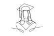 © Three - continuous line drawing of graduate students wearing cap and gown