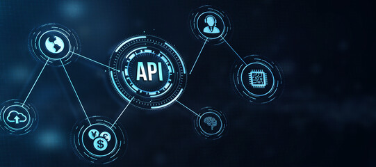 Internet, business, Technology and network concept. Application Programming Interface. Software development tool. 3d illustration.