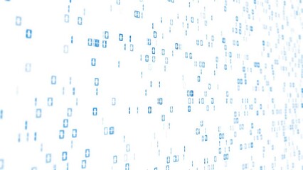 Seamless loop blurred digital binary code numbers animation on white background.