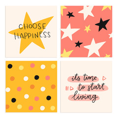 Wall Mural - Hand drawn lettering motivational quotes set. Inscriptions and cute pattern. Perfect design for greeting cards, posters, T-shirts, banners, print invitations. Self care concept.