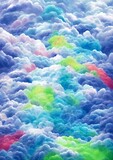 Fototapeta Do akwarium - abstract watercolor hand drawn background in cloud, grass shape. artistic painting creative wallpaper.