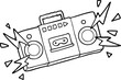 © lineartestpilot - retro cartoon tape cassette player blasting out old rock tunes