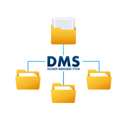 Sticker - DMS document management system. Digital business. Cloud storage icon. Digital data. Vector stock illustration.