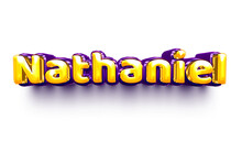 Names Of Boys English Helium Balloon Shiny Celebration Sticker 3d Inflated Nathaniel