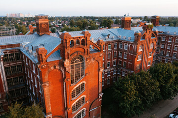 Wall Mural - Tver cityscape. Morozov barracks, aerial view from drone