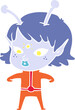 pretty flat color style cartoon alien girl