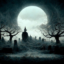 Halloween Night Moon Dark Cemetery Wallpaper Backdrop