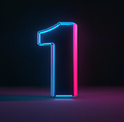 render, number one, the best digital symbol, neon light pink and blue