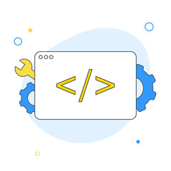 Wall Mural - development vector icon. web development concept. website coding, web page. cartoon minimal style