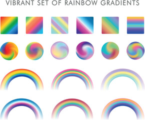 a collection of vector rainbow gradients for design compositions of backgrounds.