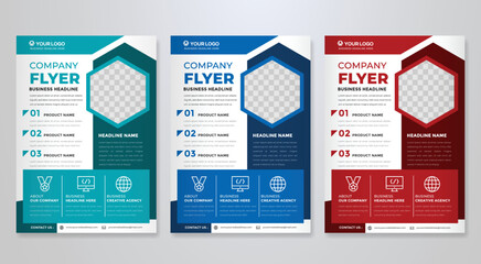 Wall Mural - set of business flyer template with minimalist layout and modern style use for promotion kit and pro