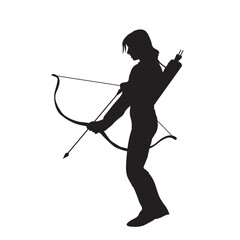 Wall Mural - Female archer warrior vector silhouette