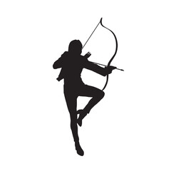 Wall Mural - Female archer warrior vector silhouette