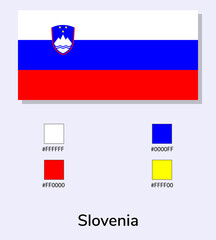 Wall Mural - Vector Illustration of Slovenia flag isolated on light blue background. Illustration Slovenia flag with Color Codes. As close as possible to the original. ready to use, easy to edit.