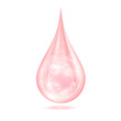 Vitamins collagen serum water drop isolated on white background. Solution complex pink shining with oxygen bubbles. Beauty skin care cosmetics. Medical scientific concepts. 3D Realistic Vector.