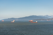 Cargo Ships In Burrard Inlet