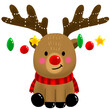 Riendeer on Christmas cute cartoon character clipart.
