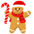 gingerbread on Christmas cute cartoon character clipart.